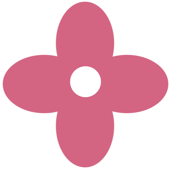 A simple pink flower with four petals design.